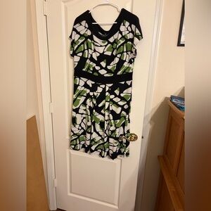 Apt. 9 Black and Green Abstract Midi Dress
